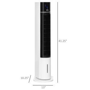 42″ 3-In-1 Evaporative Air Cooler With Water Tank, 52° Oscillating Portable Swamp Cooler With Humidifier, Ice Cooling Fan For Home Office, 3 Modes, 3 Speeds, 12H Timer, Remote, White