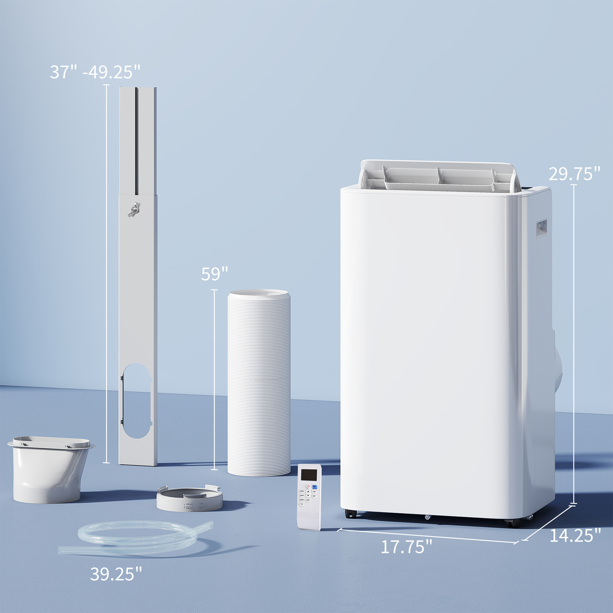 12000 BTU Portable Air Conditioner with Remote Control, Free Standing AC Unit with Built-in Cool, Dehumidifier, Fan Modes for Room Up to 550 Sq.Ft., 24 Hour Timer, Window Installation Kit - Image 3