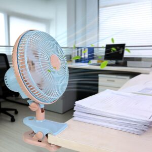 8.66In Oscillating Clip On Fan 2 Speeds Quiet Clamp Fan With 90 Degree Oscillating & Tilting Angle Desktop Wall Mount For Home Office Dorms Strollers