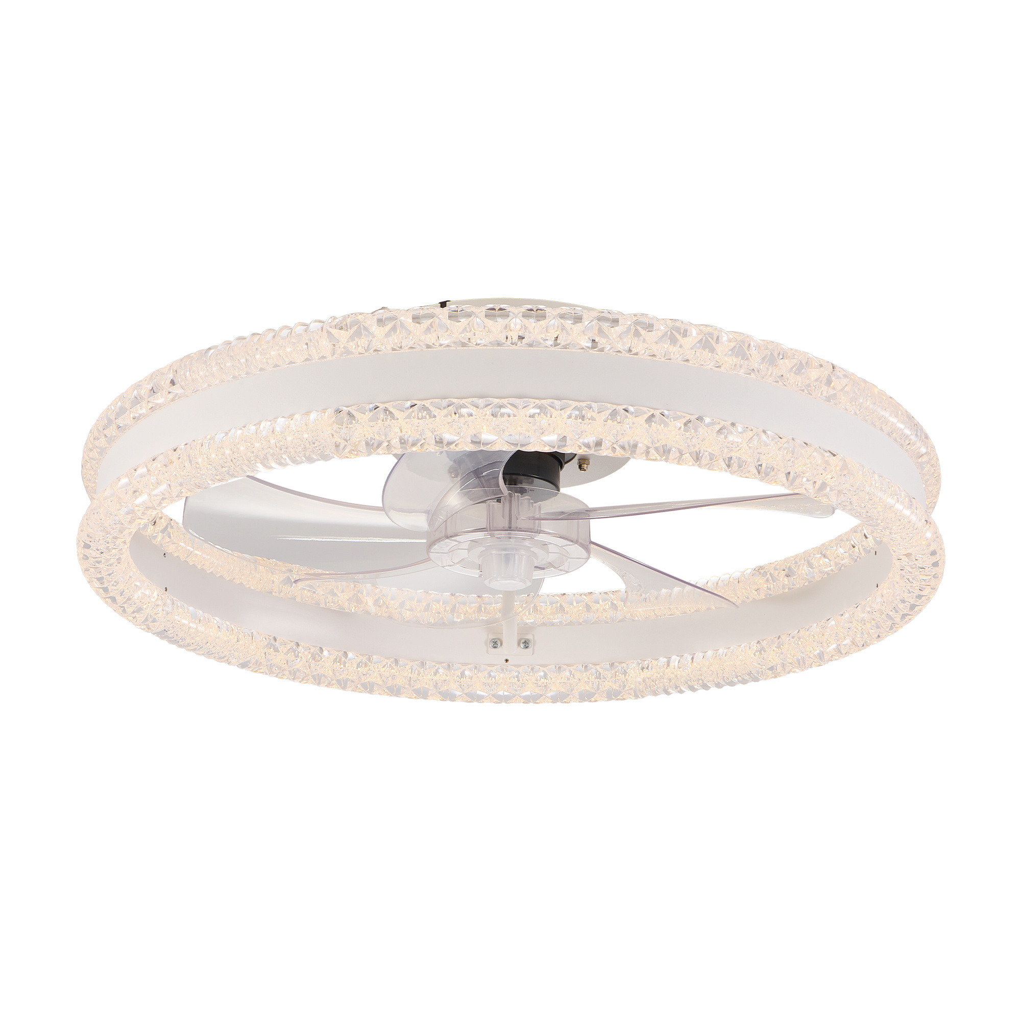 20 Luxury Double Ring LED Ceiling Fan With Light Modern Flush Mount Design, Hidden Blades, Dimmable Lighting & Remote Control, Low Profile Silent Fan For Bedroom, Living Room White - Image 7