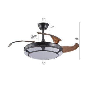42 Retractable Ceiling Fan With Light, Modern LED Chandelier Fan With Remote Control, 6 Speed Adjustable Blades, Quiet DC Motor, Dimmable Lighting For Living Room, Bedroom, Dining Room
