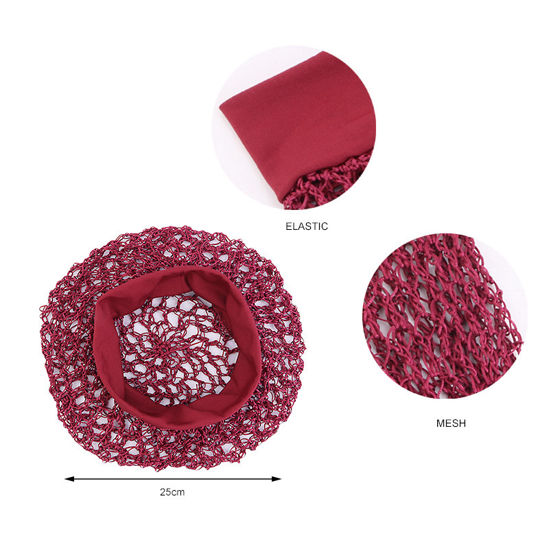 Elastic Wide-brimmed Hair Net Head Cover Hand Crocheted Hair Net - Image 8