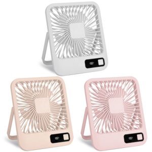 3 Colors Options — 1Pc Mini Desktop Cooling Fan Rechargeable Battery Powered Personal Fan Speed Adjustment Strong Airflow Quiet Travel Fan With LCD Display For Home Office Travel