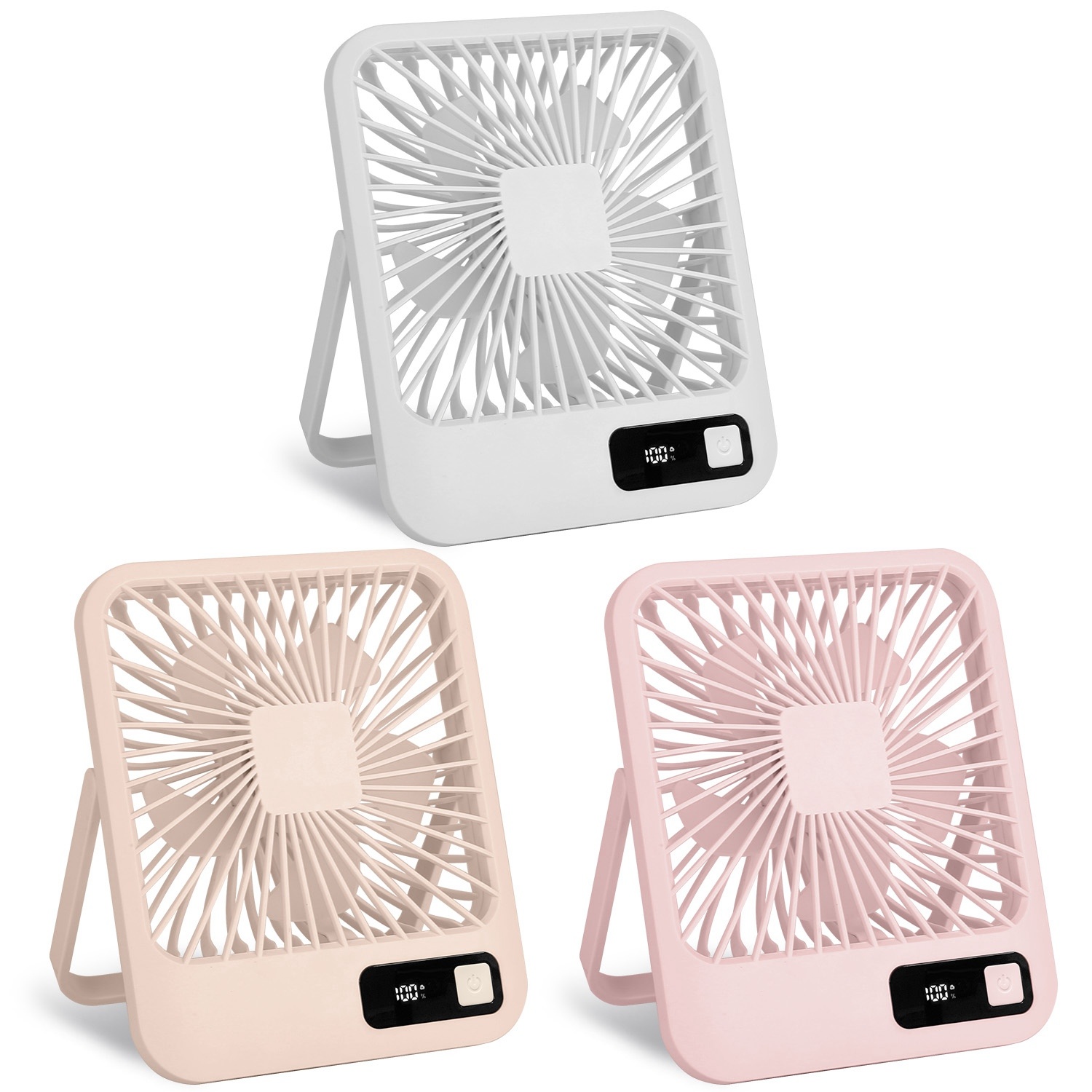 3 Colors Options -- 1Pc Mini Desktop Cooling Fan Rechargeable Battery Powered Personal Fan Speed Adjustment Strong Airflow Quiet Travel Fan With LCD Display For Home Office Travel - Image 2