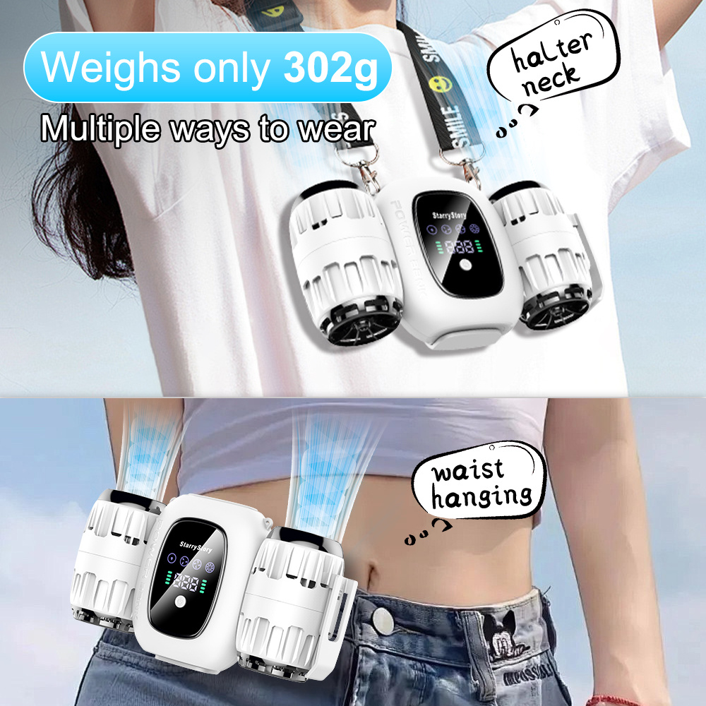 6-in-1 Multi-Function Fan,Portable Fan, Turbo Fan, Detachable, Multiple Wearing Methods, LCD Screen, Rechargeable - Image 9