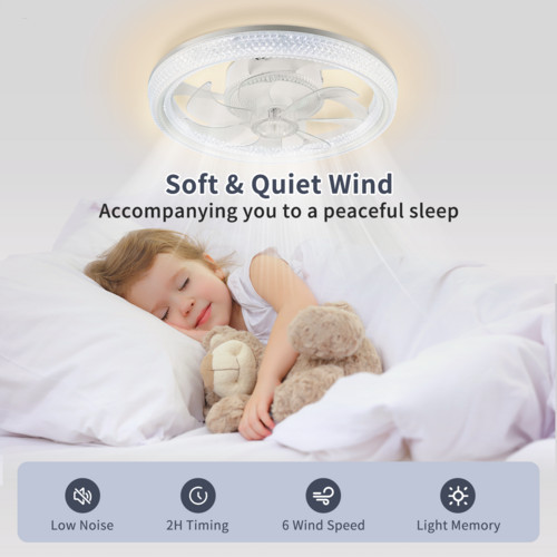 6 Speed Large LED Ceiling Fan With Lighting LED Light Adjustable Wind Remote - Image 7