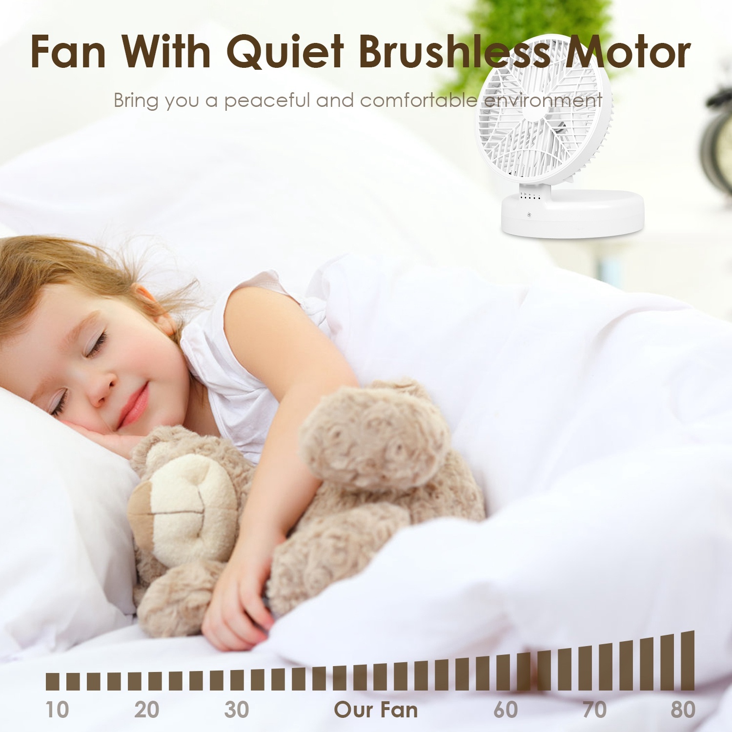 Quiet Table Fan 90 Degree Foldable Desk Fan With 4 Wind Speeds Type-C Rechargeable Wall-Mounted Fan Portable Desktop Fan For Home Bedroom Kitchen Office Outdoor Travel - Image 4