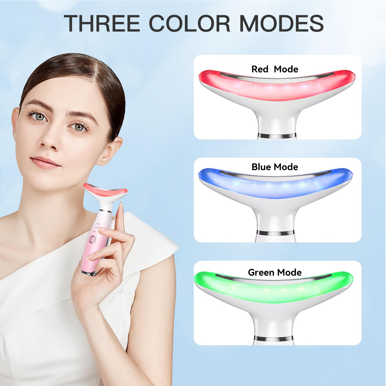 Neck Face Massager, Skin Care Face Massage Tool, 3-in-1 Facial Massager, Face Sculpting Tool With Thermals, Vibration - Image 8