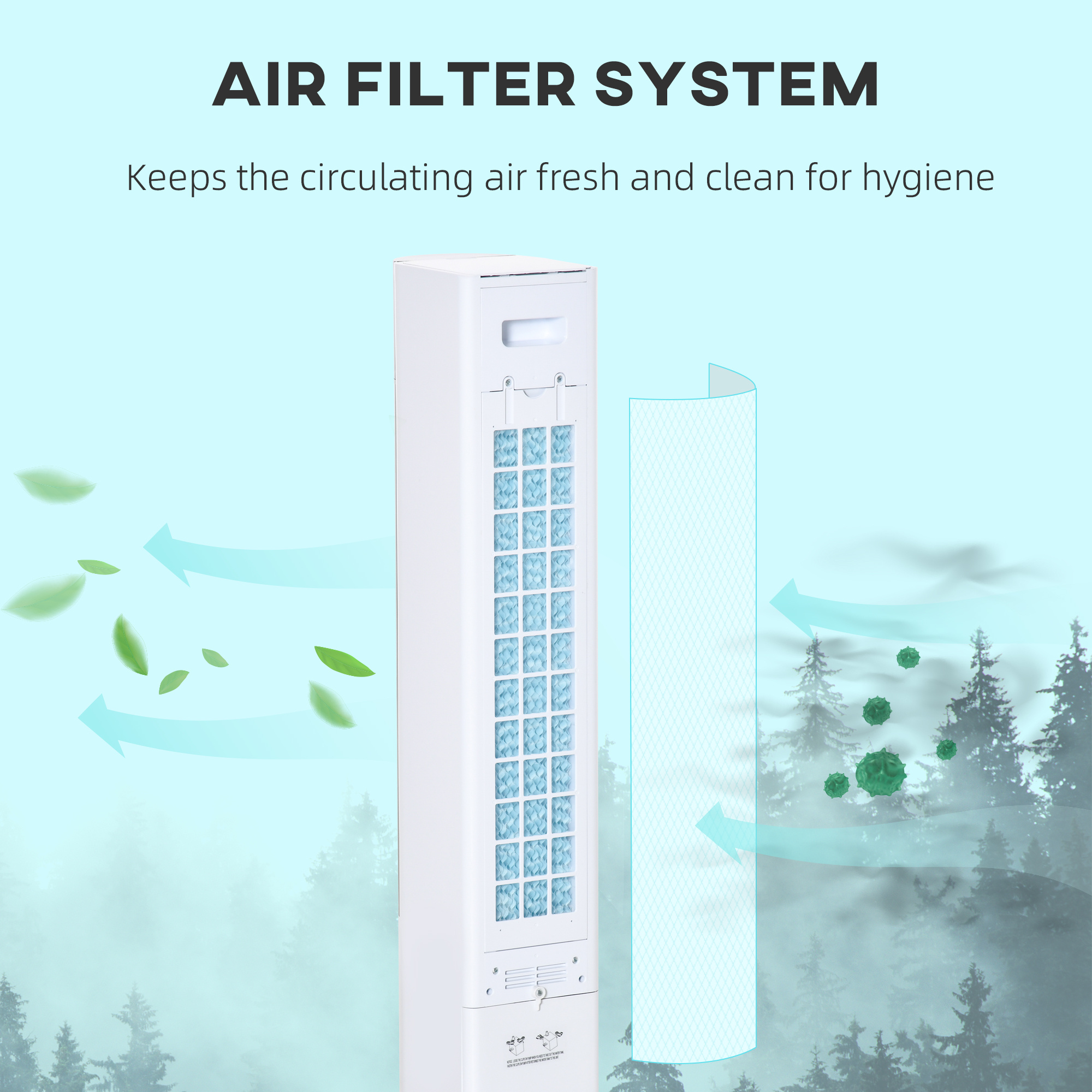 42" 3-In-1 Evaporative Air Cooler With Water Tank, 52° Oscillating Portable Swamp Cooler With Humidifier, Ice Cooling Fan For Home Office, 3 Modes, 3 Speeds, 12H Timer, Remote, White - Image 4