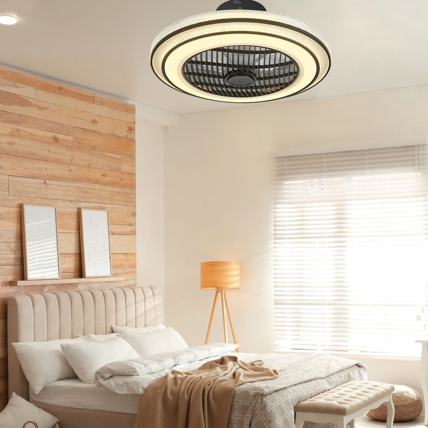 20.5in Ceiling Fan With Light Round Pendant Fan Lamp 30W LED Ceiling Fan With 3-Fan Speed Remote Control Timer APP Control - Image 4