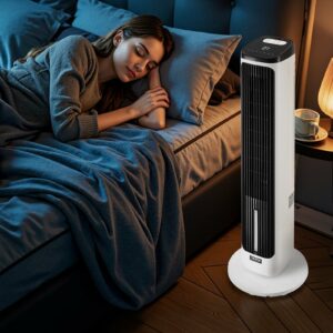 Oscillating Tower Fan 24H Timer High Velocity With Remote Control