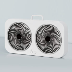 Tabletop Dual Fan USB Rechargeable Silent Air Circulation Fan With Brushless Motor Multi Speed Control For Home Dormitory Black