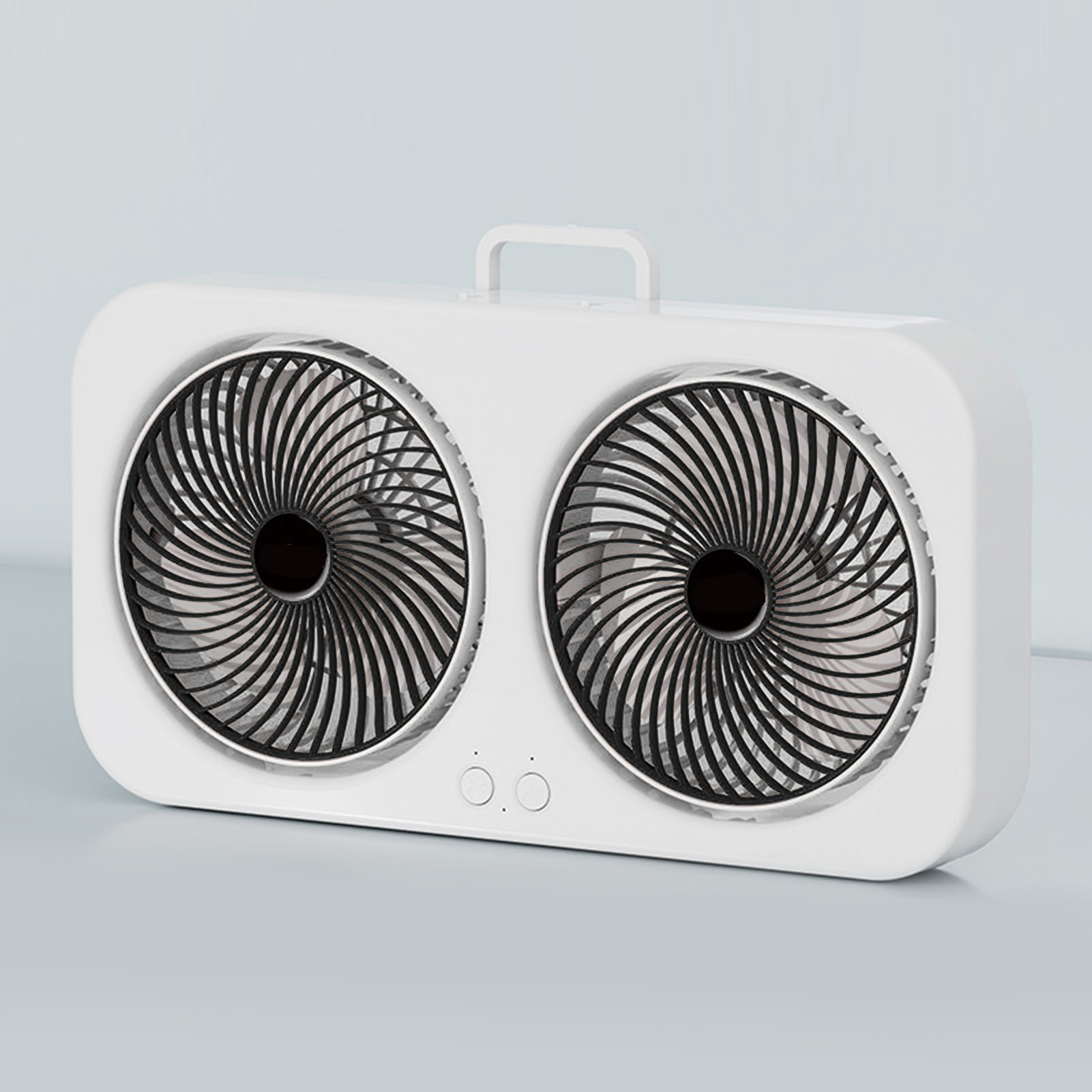 Tabletop Dual Fan USB Rechargeable Silent Air Circulation Fan With Brushless Motor Multi Speed Control For Home Dormitory Black - Image 2