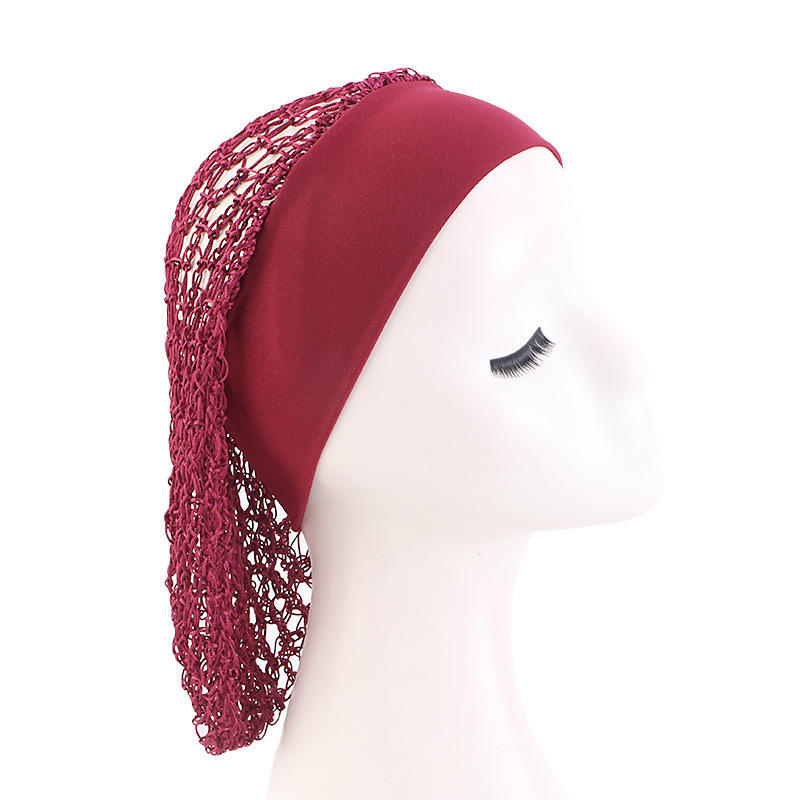 Elastic Wide-brimmed Hair Net Head Cover Hand Crocheted Hair Net - Image 4