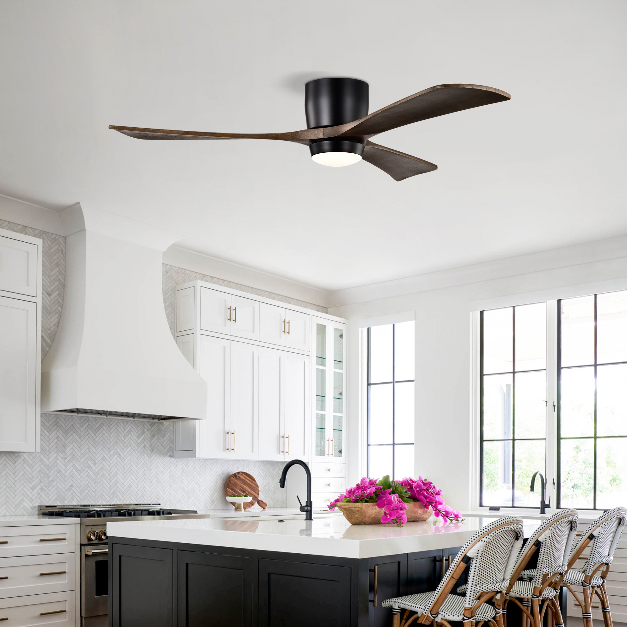 Ceiling Fan With Lights Remote Control,Quiet DC Motor 3 Blade Ceiling Fans 6 Speed Levels,Reversible Ceiling Fan, For Patio Living Room, Bedroom, Office,Indoor Matte Black Black Walnut - Image 5