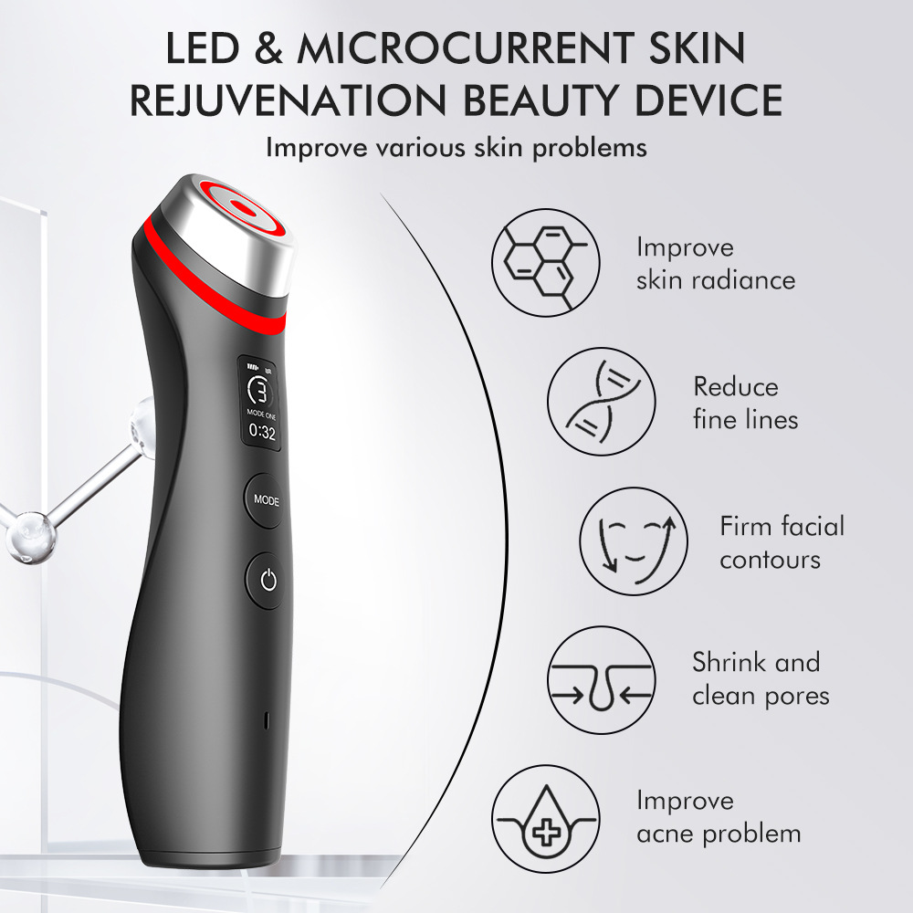 Microcurrent vibration massager red blue light water light pore beauty device - Image 4