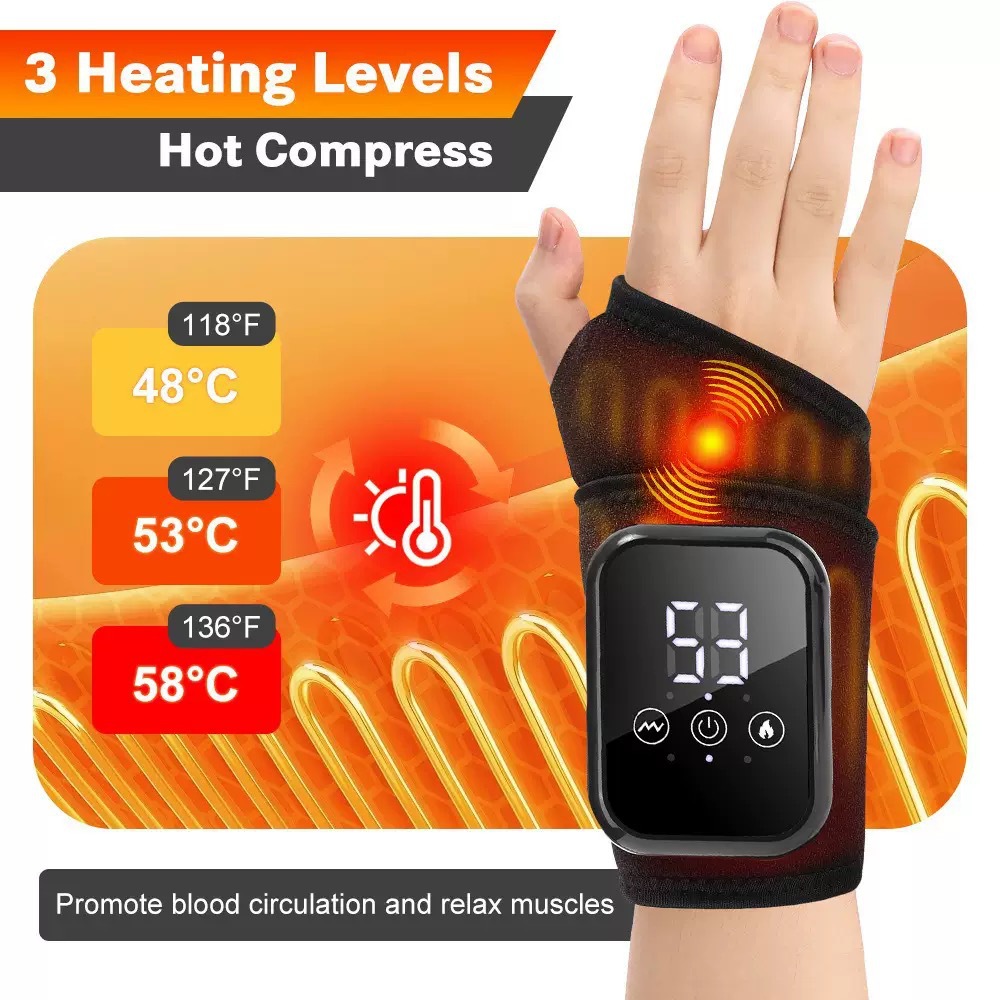 Hand Massager Wrist Support Heat EMS Pulse Device - Image 3