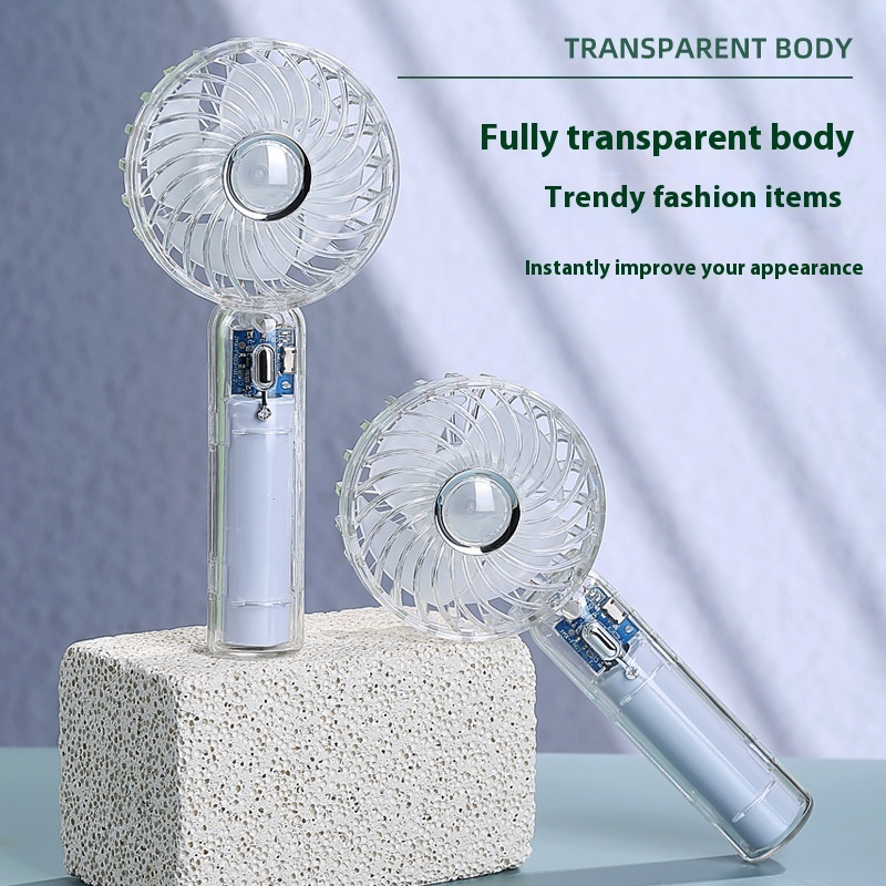 Transparent Handheld Fan The Third Gear Mute With Base - Image 2