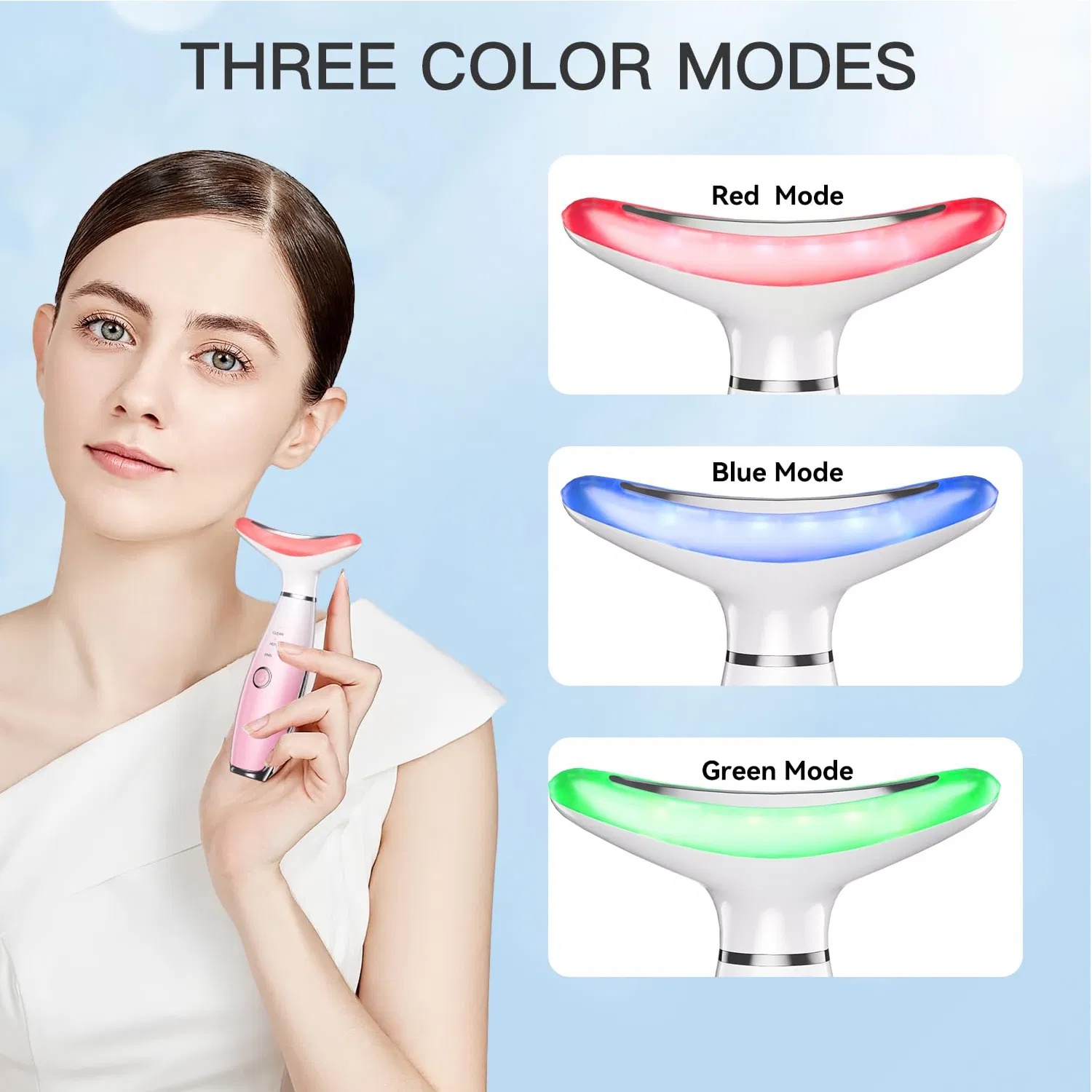 Neck Face Massager, Skin Care Face Massage Tool, 3-in-1 Facial Massager, Face Sculpting Tool With Thermals, Vibration - Image 6