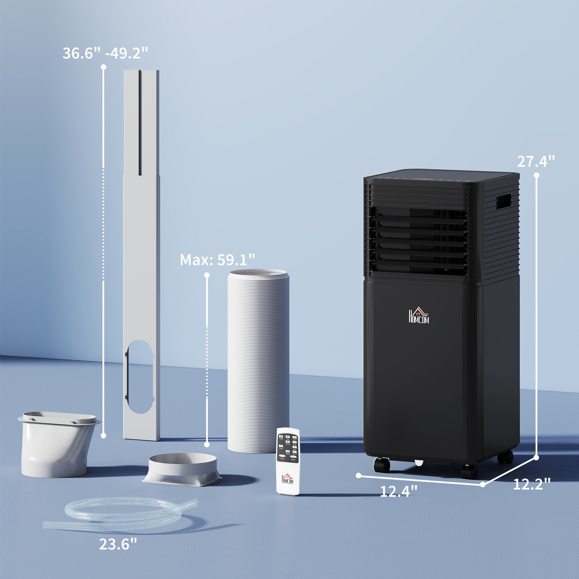 10000 BTU Portable Air Conditioner with Dehumidifier, Cooling Fan, Sleep, Remote, 24H Timer, Auto Off, Black - Image 3