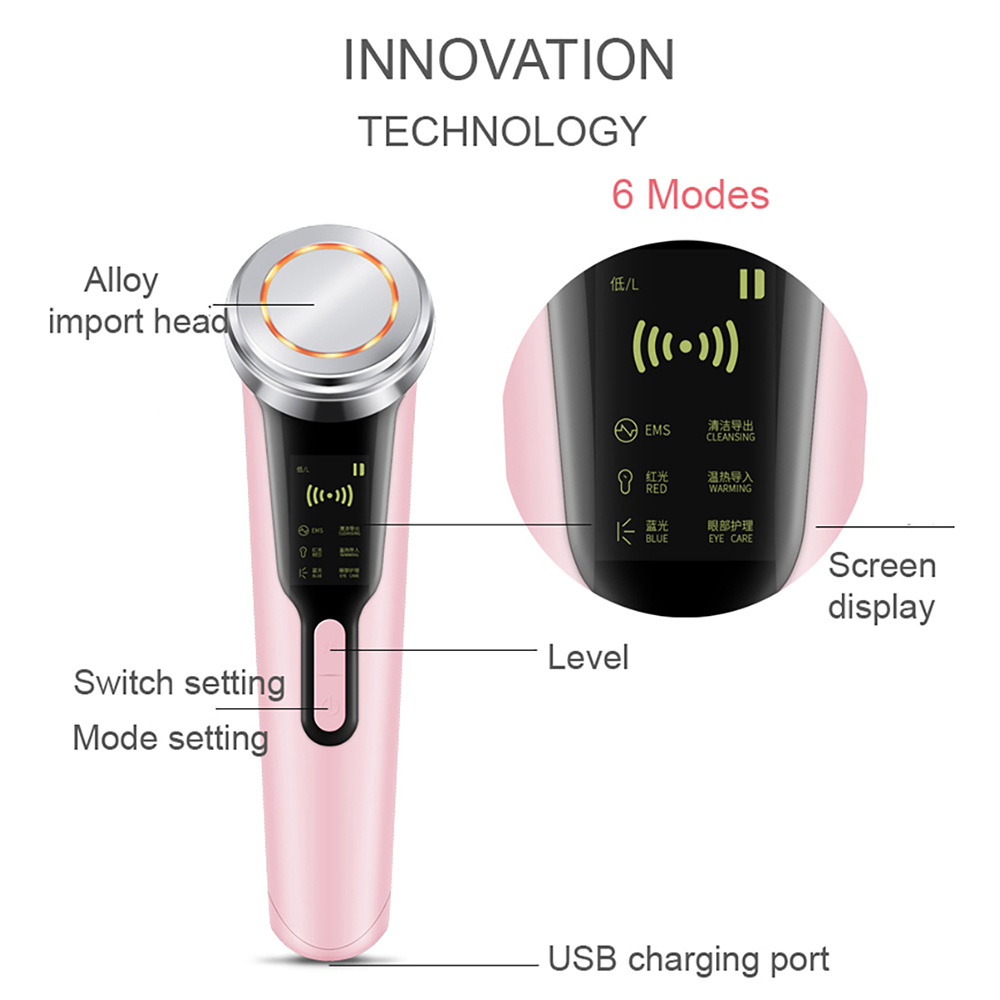HailiCare Multi-Function 6-In-1 Skin Cleansing Instrument EMS Color Light Skin Rejuvenation Beauty Instrument - Image 3