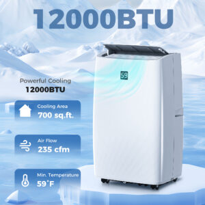 14000 BTU Portable Air Conditioner, AC Unit with Cool, Dehumidifier, Fan, 549 Sq. ft, 24H Timer On Off, Window Kit