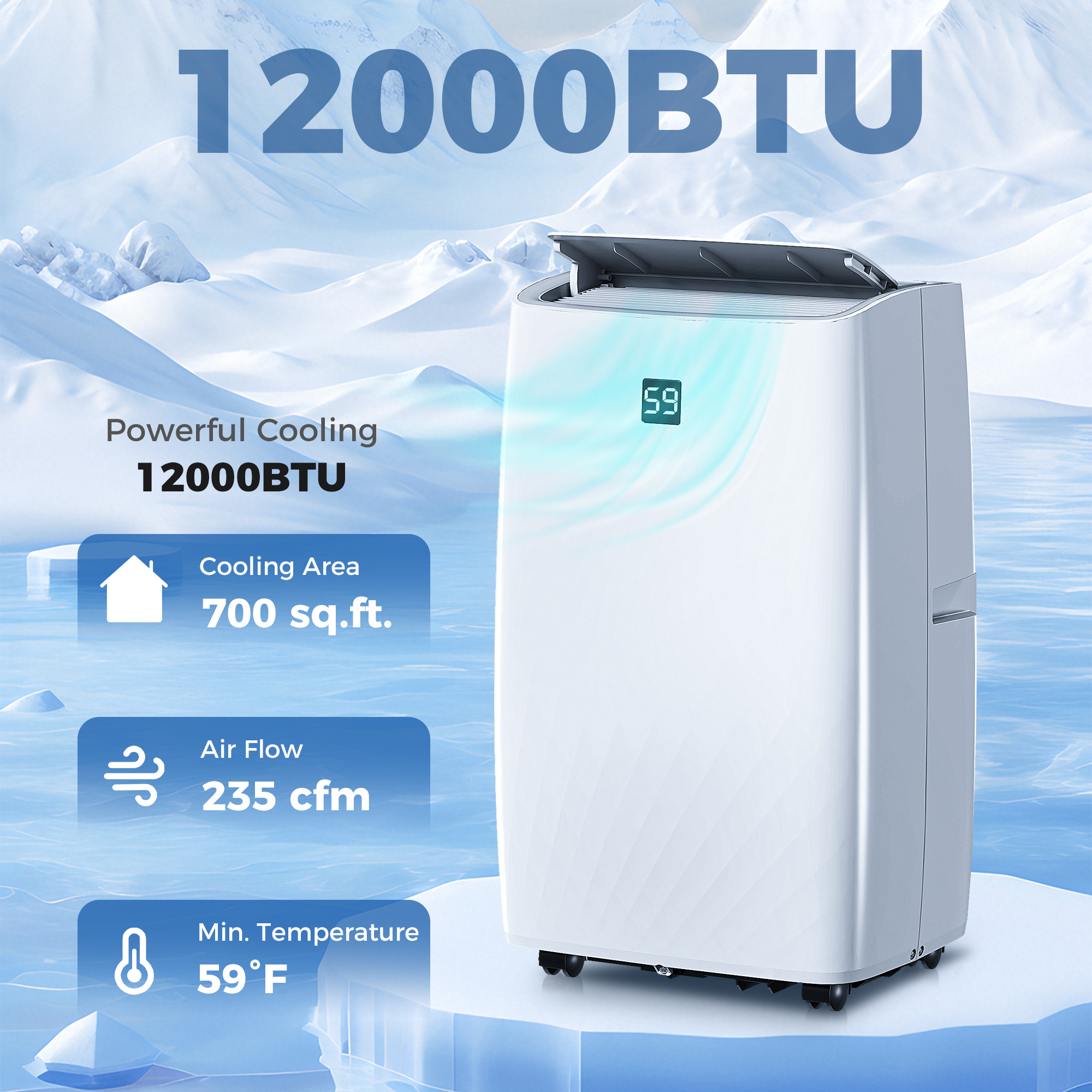 14000 BTU Portable Air Conditioner, AC Unit with Cool, Dehumidifier, Fan, 549 Sq. ft, 24H Timer On Off, Window Kit - Image 2