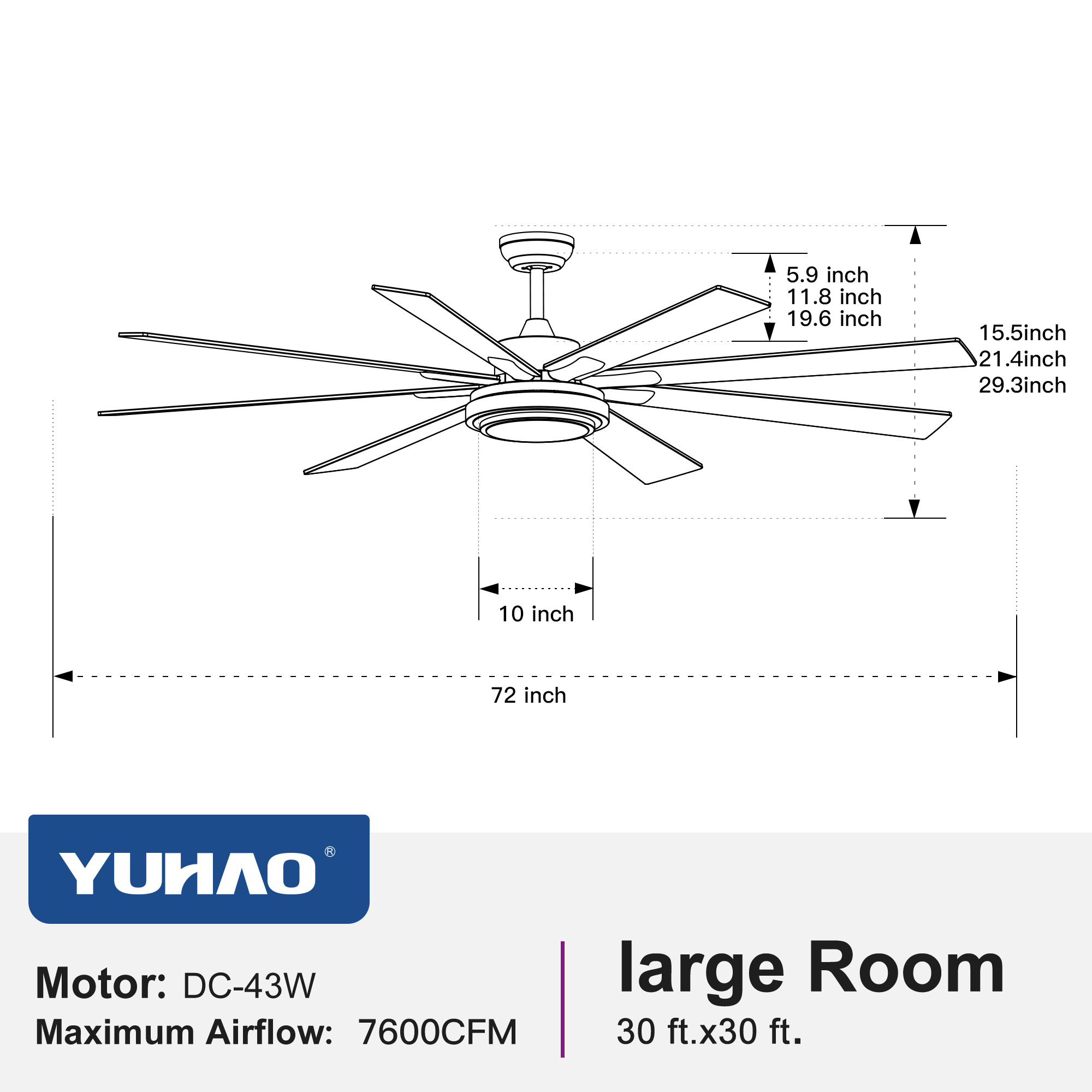 Metallic Black Ceiling Fan - Image 3