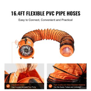 VEVOR Portable Ventilator, 12 Inch Heavy Duty Cylinder Fan With 16.4ft Duct Hose, 585W Strong Shop Exhaust Blower 3198CFM, Industrial Utility Blower For Sucking Dust, Smoke, Smoke Home Workplace