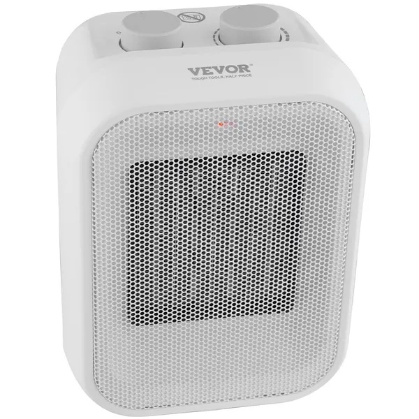 VEVOR Portable Electric Space Heater With Thermostat, 1000W 1500W 2-Level Adjustable Quiet Ceramic Heater Fan, 9 In Tip-Over Shutdown Flame-Retardant PP Small Heaters For Office Room Desk Indoor Use B - Image 4