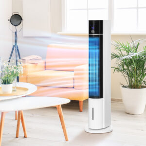 42″ 3-In-1 Evaporative Air Cooler With Water Tank, 52° Oscillating Portable Swamp Cooler With Humidifier, Ice Cooling Fan For Home Office, 3 Modes, 3 Speeds, 12H Timer, Remote, White