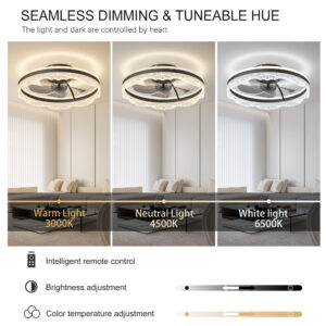 20 Smart Silent Ceiling Fan With Light Crystal Flush Mount LED Fan Lamp With Hidden Blades And Natural Airflow System, Designed For Bedroom, Kids’ Room And Study