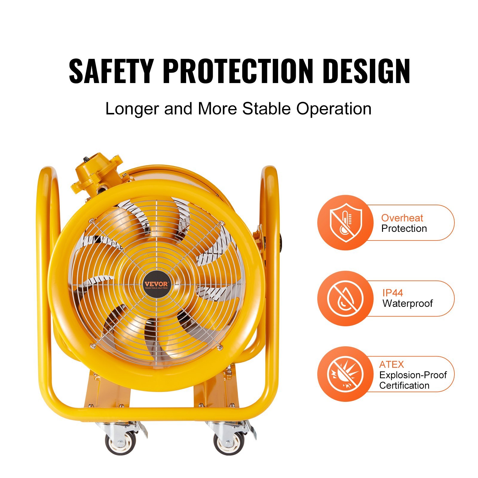 Portable Ventilator, 16" Heavy Duty Cylinder Fan, 1100W Strong Shop Exhaust Fan 4240CFM, 16.4ft Power Cord (No Charging Head), Industrial Utility Blower For Sucking Dust, Smoke Home/Workplace - Image 5