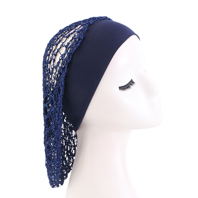 Elastic Wide-brimmed Hair Net Head Cover Hand Crocheted Hair Net - Image 6