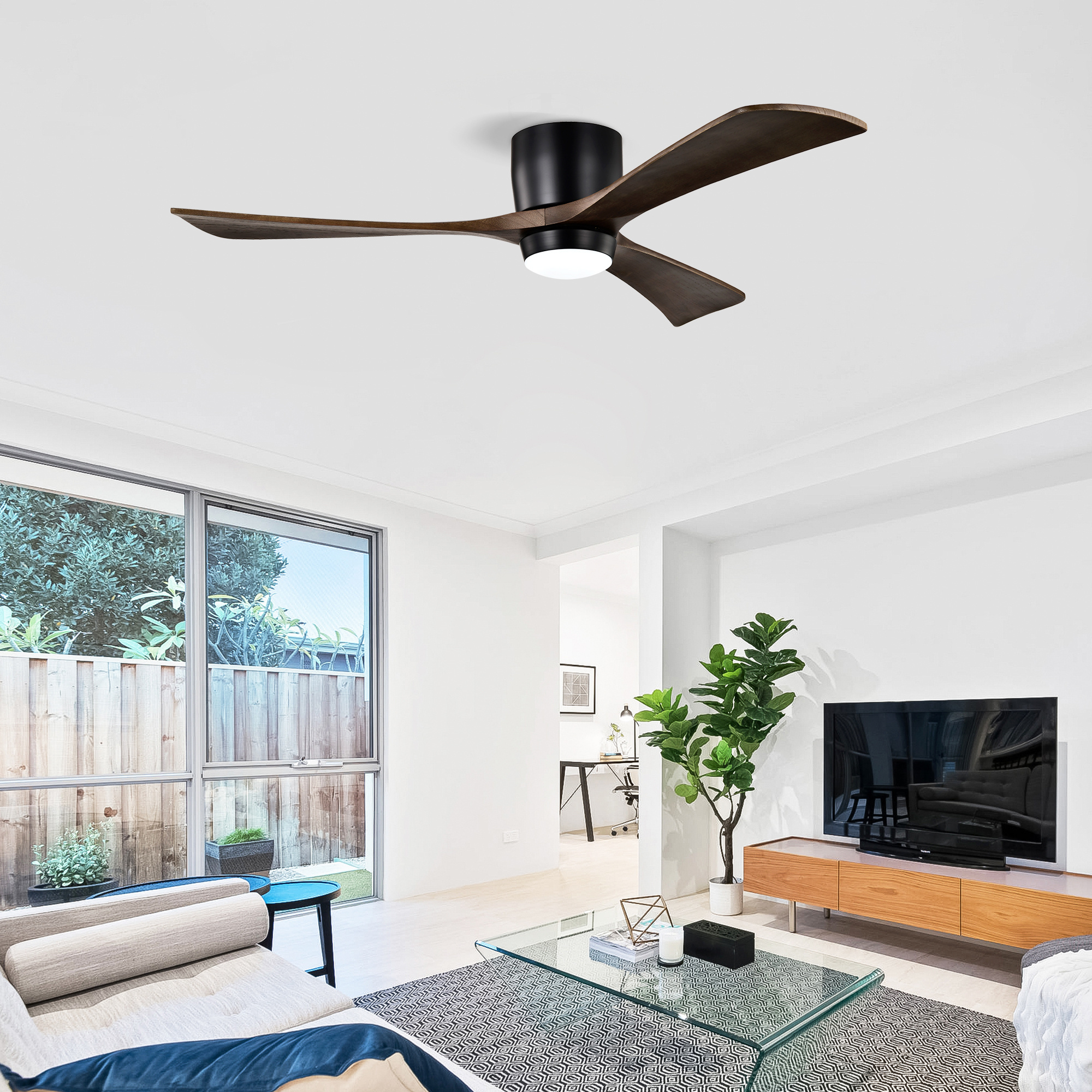 Ceiling Fan With Lights Remote Control,Quiet DC Motor 3 Blade Ceiling Fans 6 Speed Levels,Reversible Ceiling Fan, For Patio Living Room, Bedroom, Office,Indoor Matte Black Black Walnut - Image 9