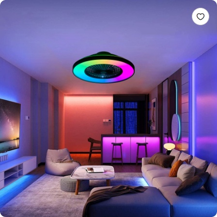 23 Inch Black Ceiling Fan Light With LED RGB Dimmable & Color Changing, APP & Remote Control, Modern Smart Ceiling Fan For Living Room, Bedroom, And Dining Room Silent 6-Speed Reversible DC Motor - Image 5