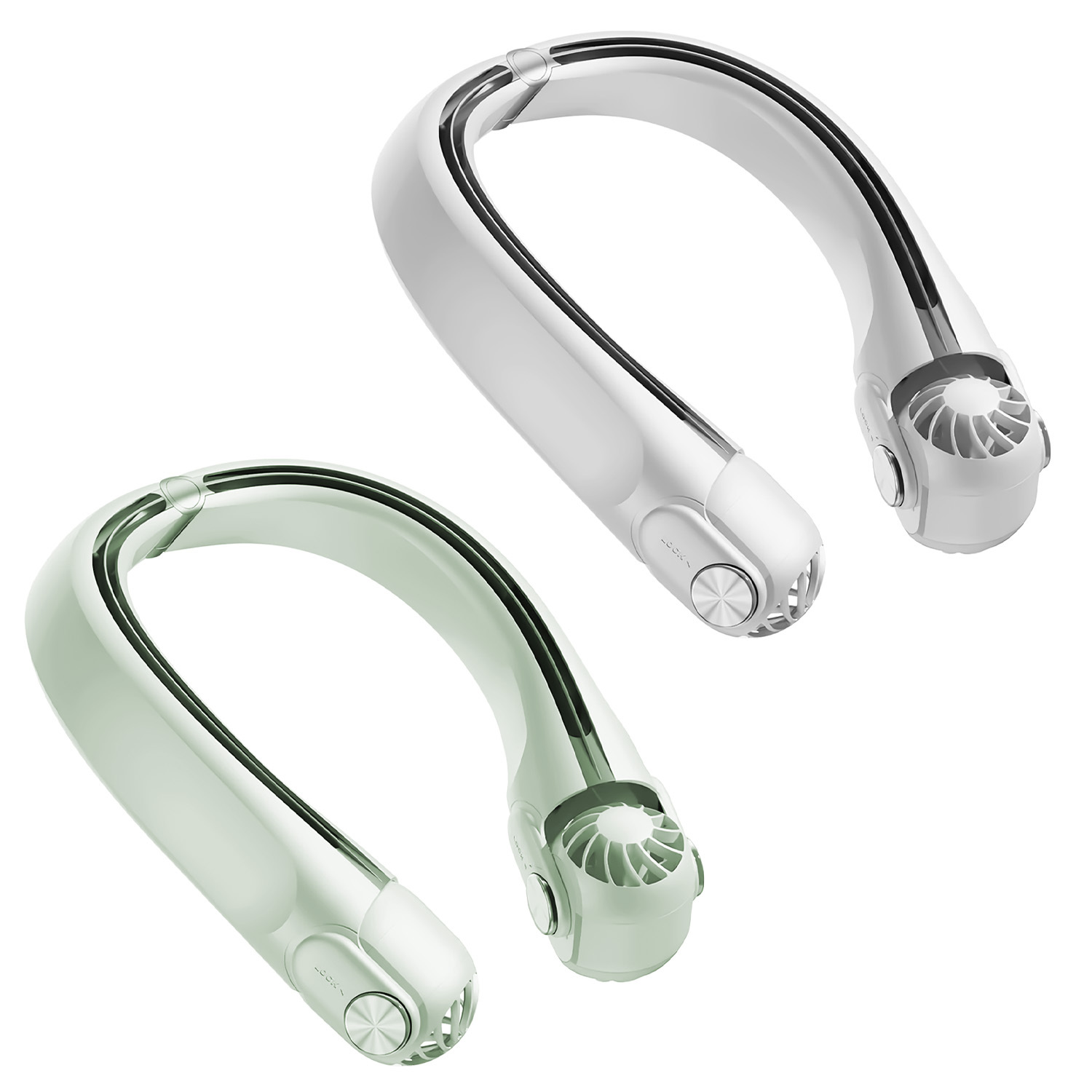 White-Green Options -- 1Pc Portable Neck Hanging Fan Hands-free Cooling Personal Fan With 3 Speeds 360 Degree Air Flow Adjustable Neck Width For Home Office Travel Dormitory - Image 2