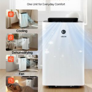 Portable Air Conditioner, 12000 BTU ASHRAE (8150 BTU SACC) 4-in-1 Standing Cooling Ac Unit, LED Touch Panel & Remote Control, 24h Timer, Cooling, Dehumidifier, Fan, Sleep Mode For Room Indoor