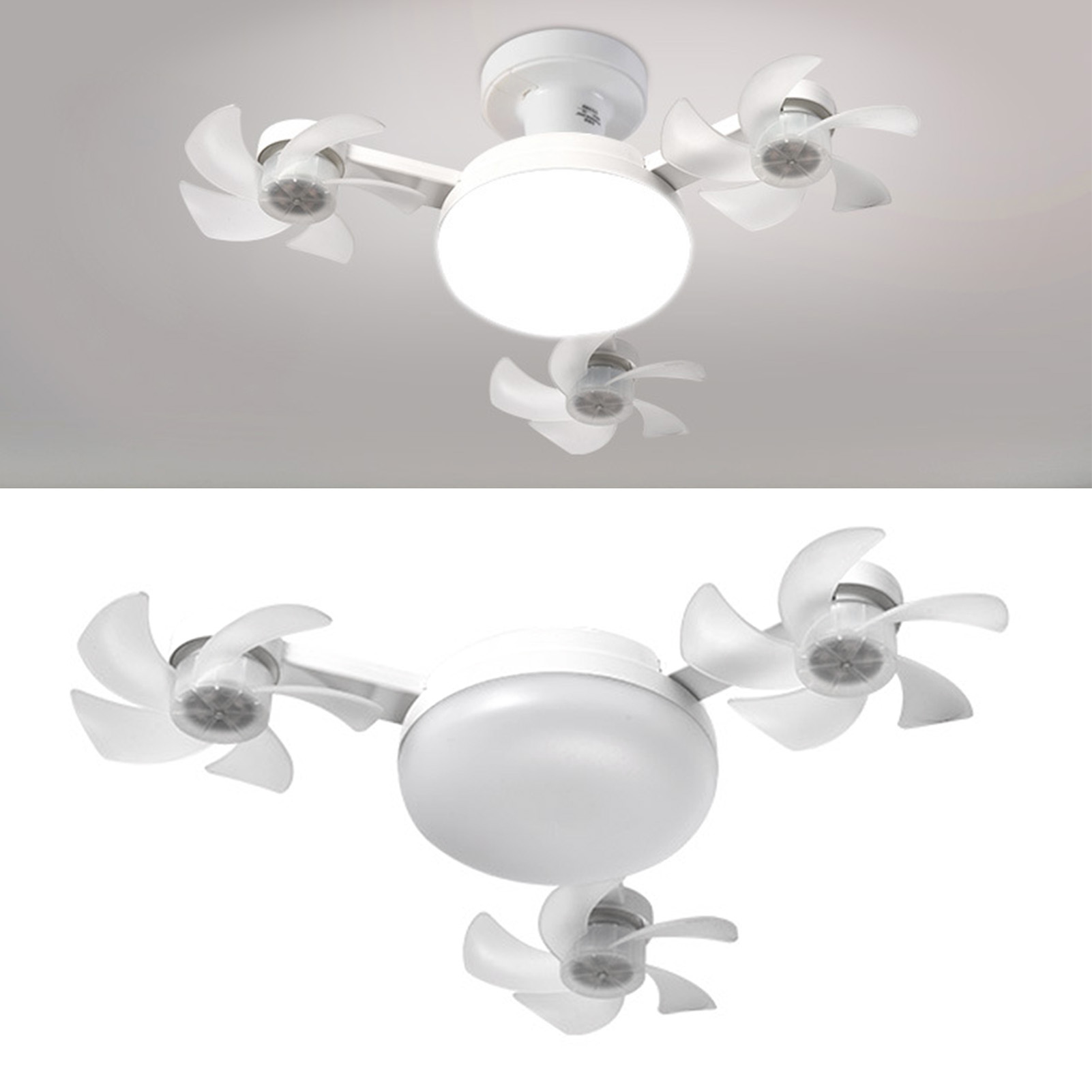 Ceiling Fan With Light And Remote E26 E27 3 Speeds 3 Colors 2 Timers Quiet Foldable Modern LED Fan Light For Living Room Bedroom 3 Heads - Image 3