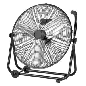 Industrial Shop Fan, 24 Inch Floor Drum Fan, High Velocity 7500 CFM, Heavy Duty Aluminum Blades, 3 Speeds, 360 Degree Tilt, Ideal For Commercial, Garage, Warehouse, Basement, Workshop, Black