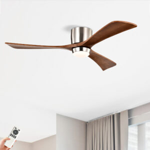Ceiling Fan With Lights Remote Control,Quiet DC Motor 3 Wood Blade Ceiling Fans 6 Speed Levels,Reversible Ceiling Fan, For Patio Living Room, Bedroom, Office,Indoor. Stain Nickel Walnut
