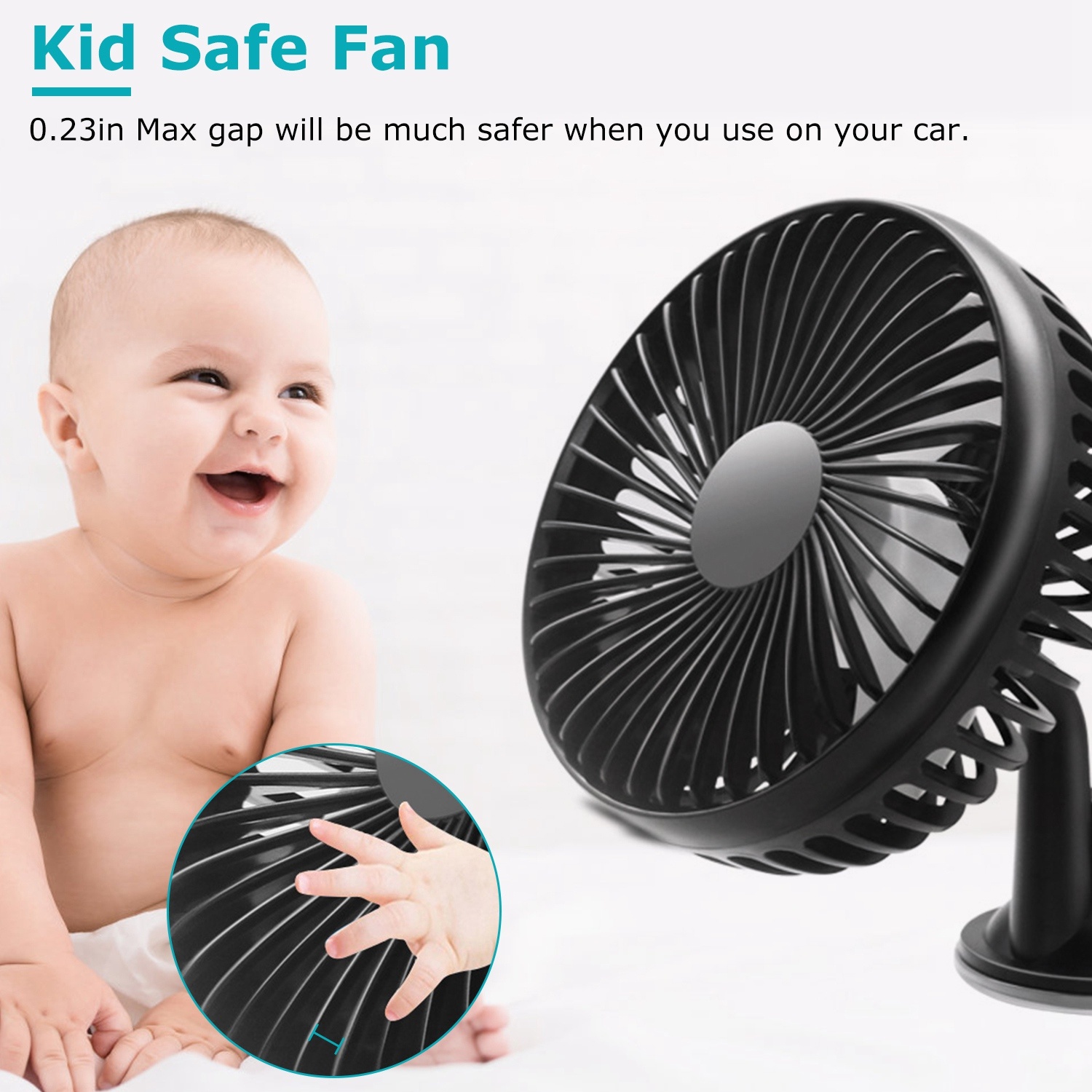 1Pc Car Cooling Fan Portable Rotatable USB Vehicle Fan Backseat Clip Fan Dashboard Window Suction Fan For SUV RV Pickup With 3 Speeds - Image 7