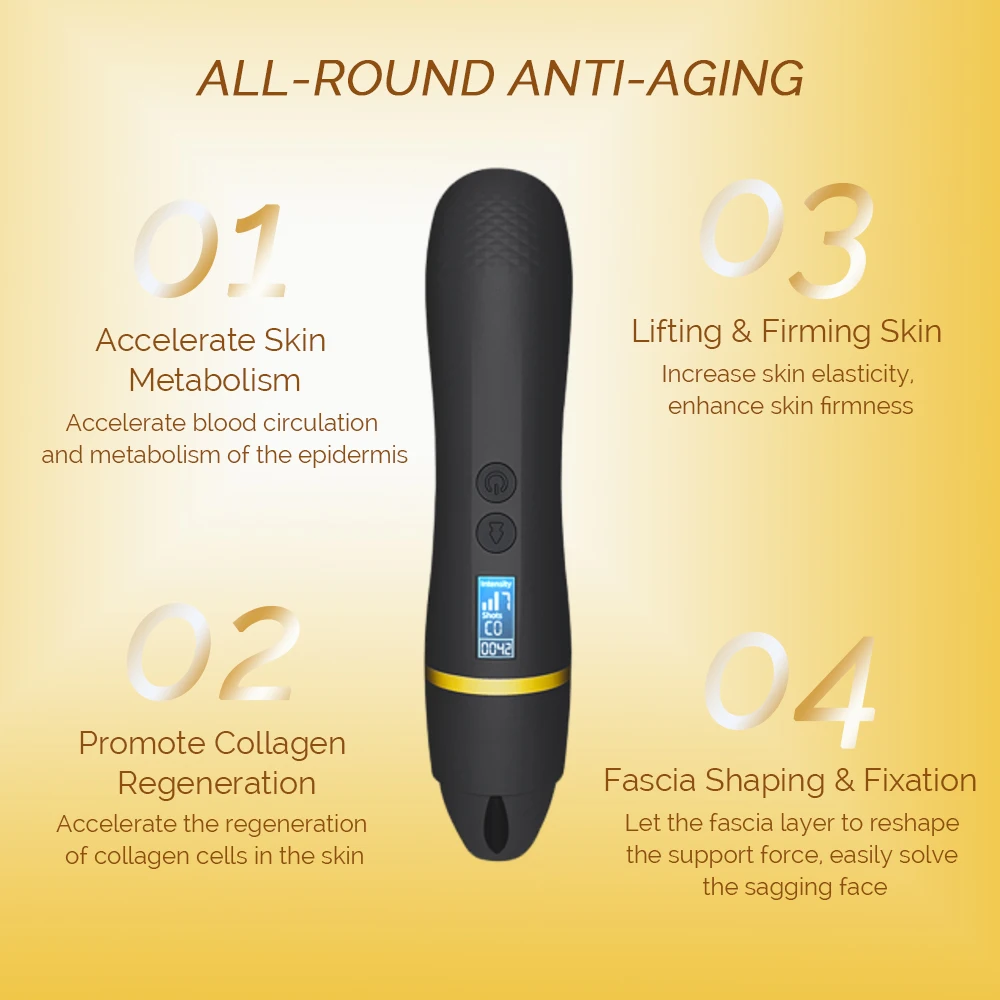 Home ultrasonic cannon beauty device black gold cannon creates facial line import and fading machine - Image 5