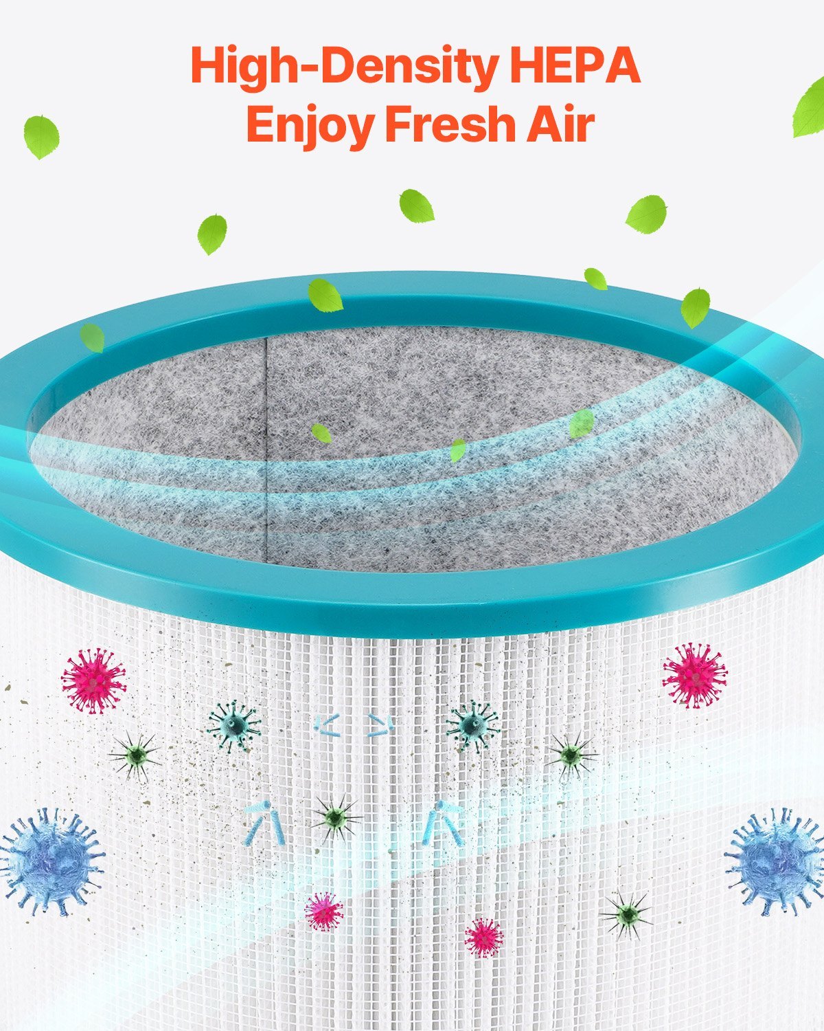 Tower Fan Bladeless, 15.4ft/s Velocity Floor Fan That Blows Cold Air, 80° Oscillating 8-Speed Fans, 8H Timer, Standing Fans With H13 HEPA Filtration, Remote Control & Air Purification Mode - Image 3