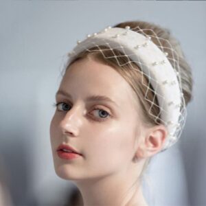 Bride Elegant Thick Flannel Style Hair Band Net Yarn