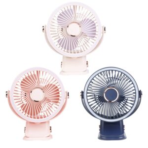 3 Color Options — 1Pc Portable Quiet Clip On Fan With 5 Speeds 3 Brightness 720 Degree Fully Adjustable Angle Type-C Rechargeable Clip Desk Wall Mounted Fan For Camping Office Home Dorm Stroller Car