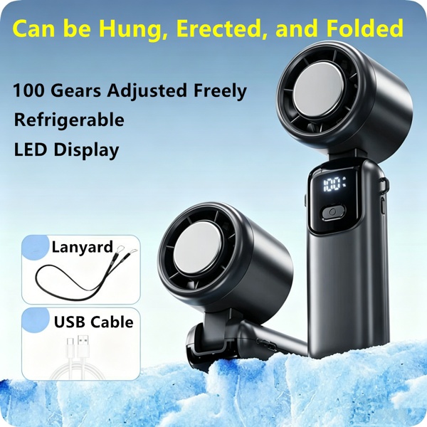Portable Handheld Mini Turbo Fan In Outdoor USB Rechargeable Ice Cooling Fans W LED Display Fan US Logistics Only For USPS.TK TMEU Only For Self-pickup - Image 7