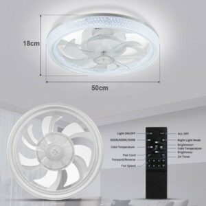 6 Speed Large LED Ceiling Fan With Lighting LED Light Adjustable Wind  Remote