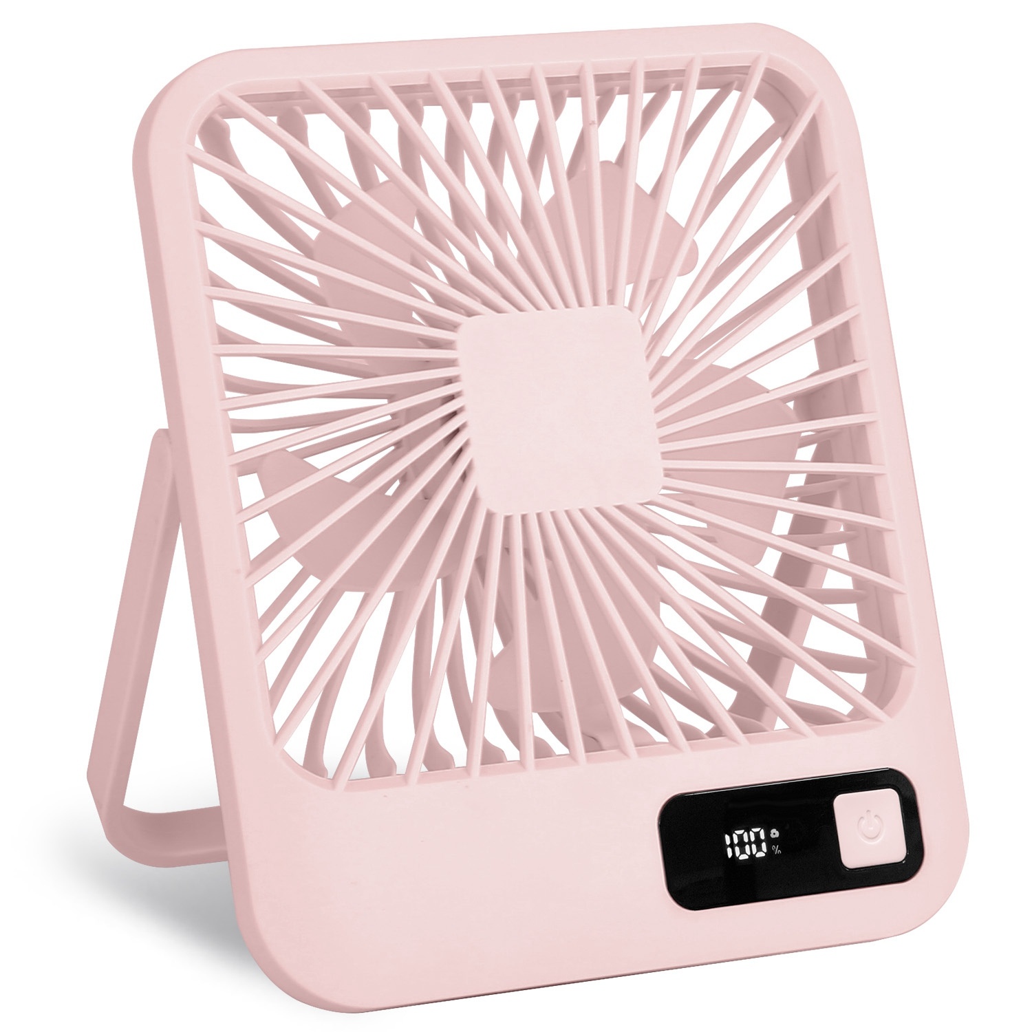 3 Colors Options -- 1Pc Mini Desktop Cooling Fan Rechargeable Battery Powered Personal Fan Speed Adjustment Strong Airflow Quiet Travel Fan With LCD Display For Home Office Travel - Image 3