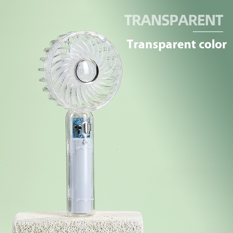 Transparent Handheld Fan The Third Gear Mute With Base - Image 3